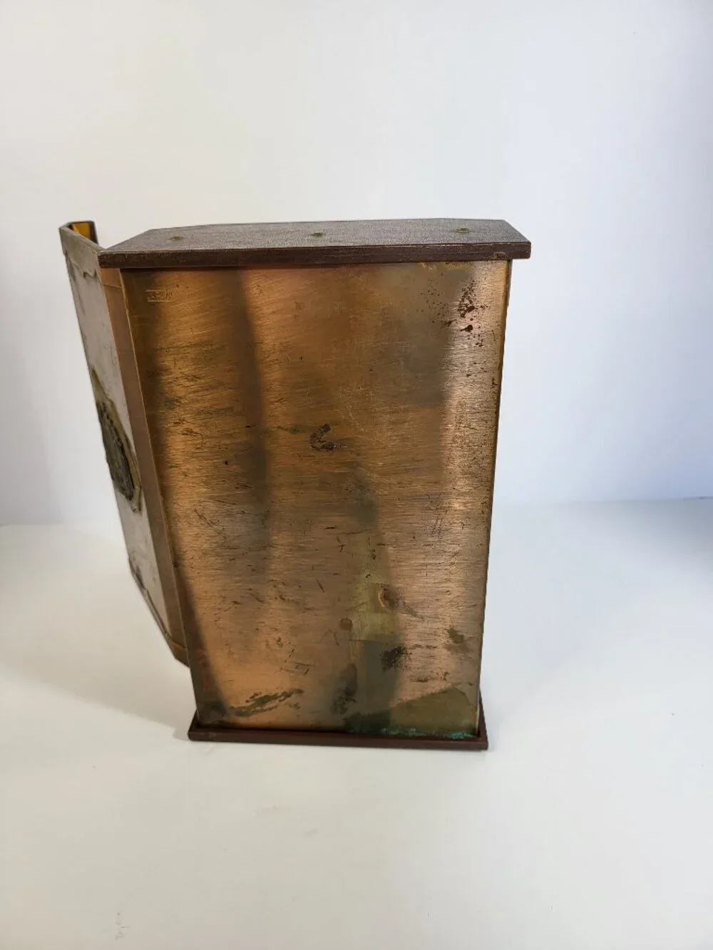 Vintage MCM Copper Clad Wood Valet Box